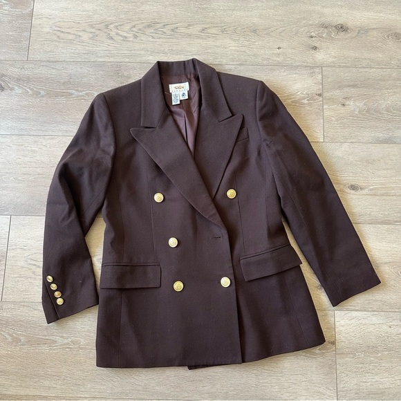 Vintage Talbots 100% Wool Brown Blazer Jacket Sz 6 - Picture 6 of 6